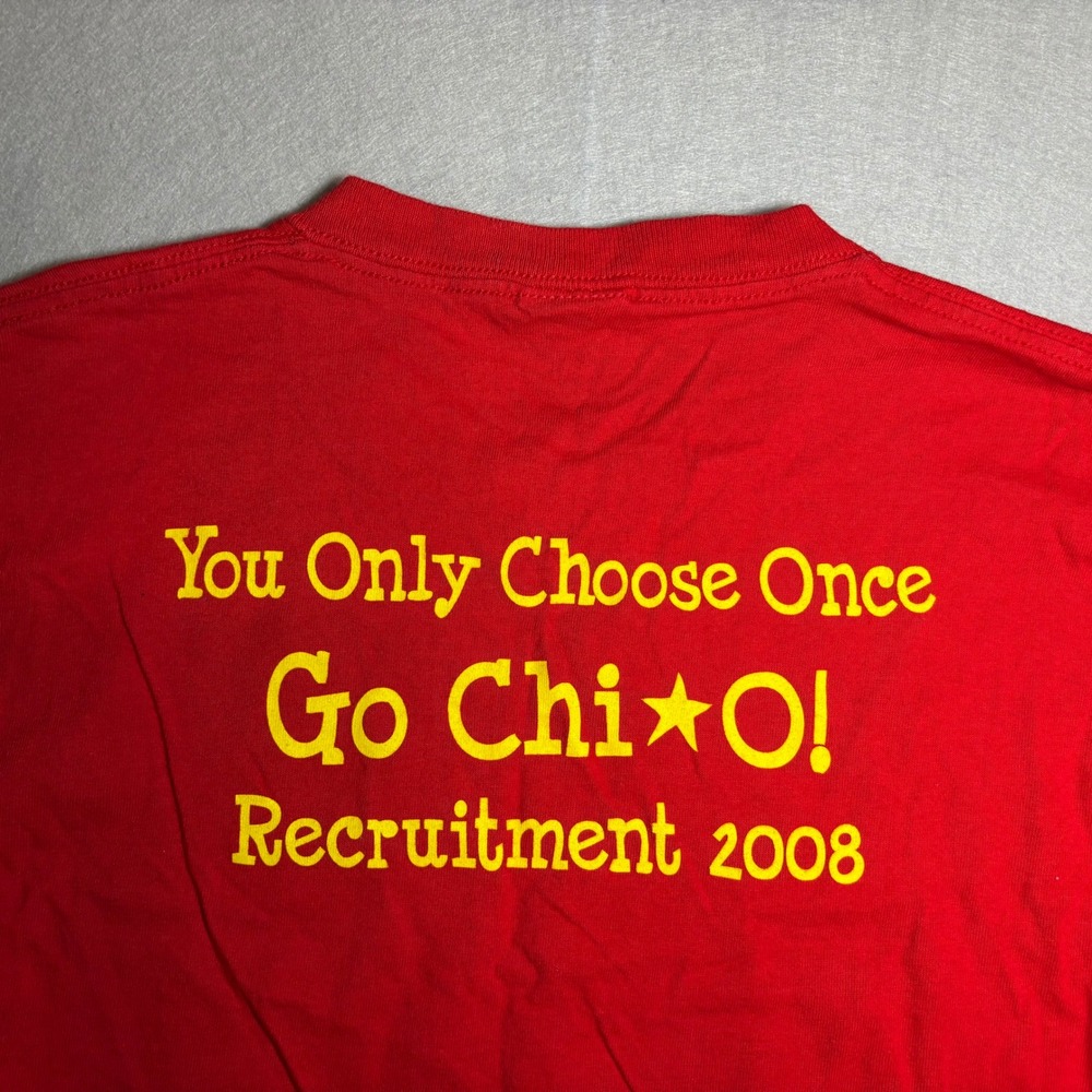 Delta Pro Weight Chi O Sorority Graphic T-Shirt Adult Small Red 2008 - Picture 13 of 16